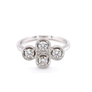 0.52 CTW DEW Round Moissanite Cluster Fashion Ring in Sterling Silver
