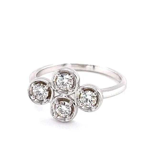 0.52 CTW DEW Round Moissanite Cluster Fashion Ring in Sterling Silver