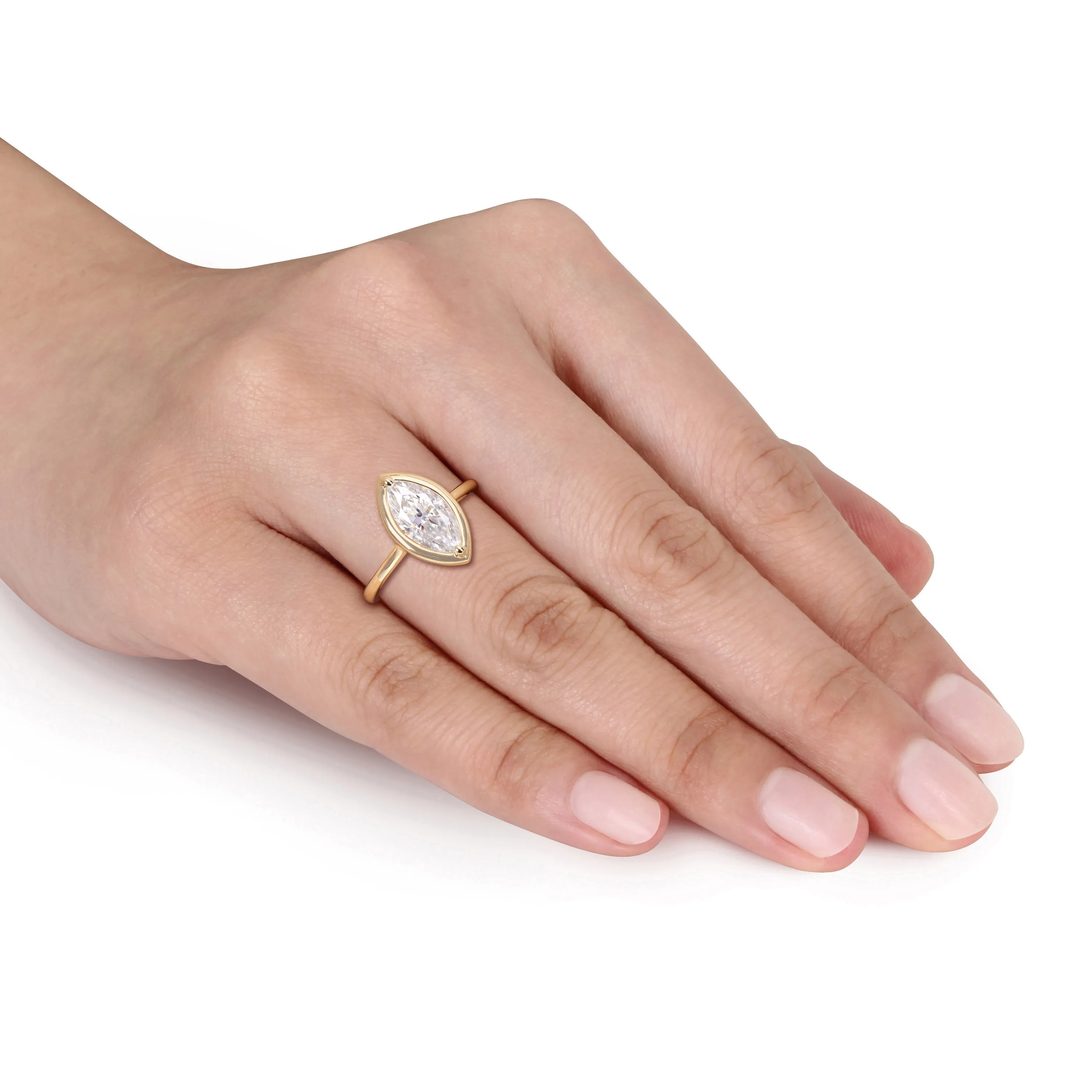 1 1/2 CT TGW Created Moissanite-White Fashion Ring 10k Yellow Gold Yellow Plated