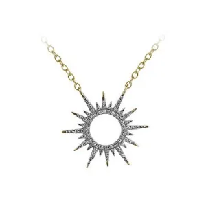 10K Yellow Gold (0.11ct) Diamond Sun Ray Necklace