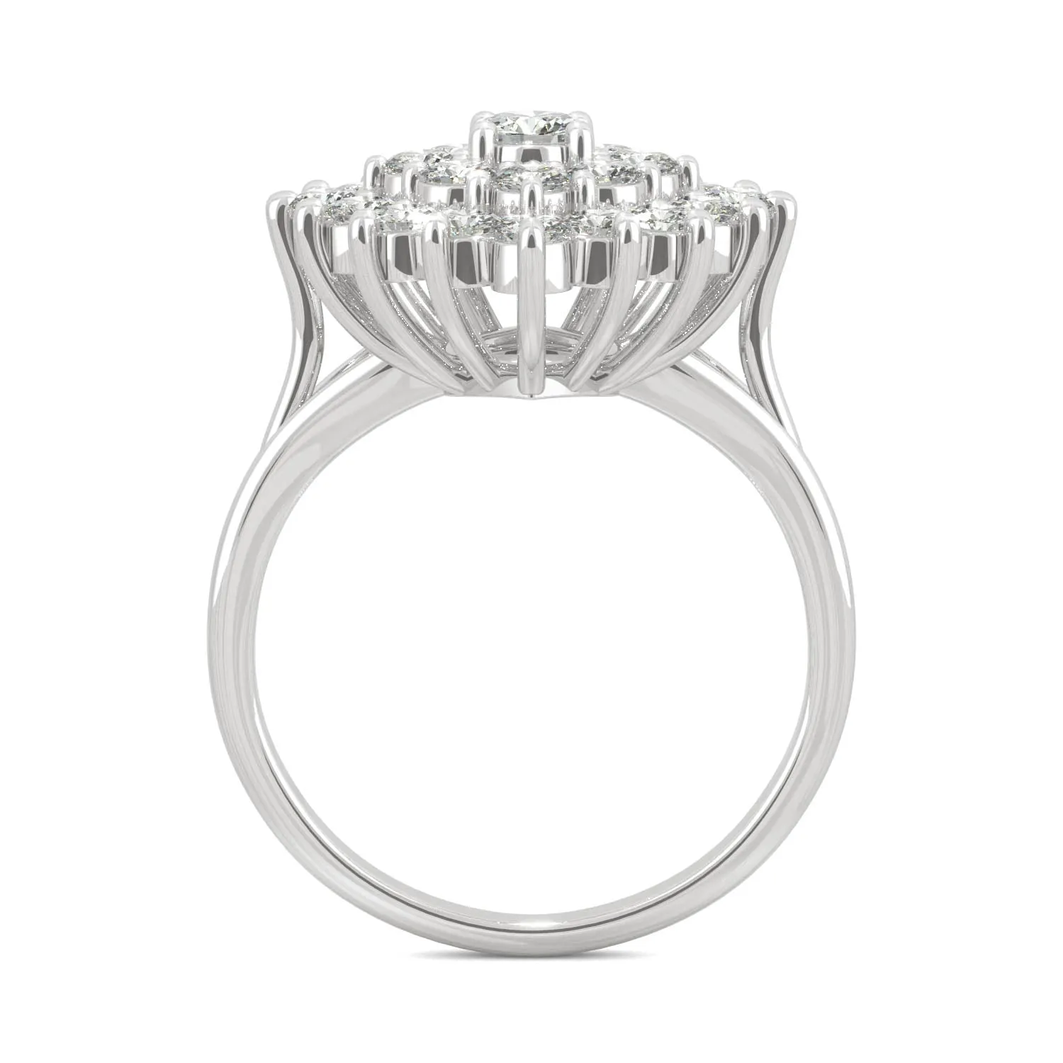 1.12 CTW DEW Round Moissanite Fashion Ring in 14K White Gold