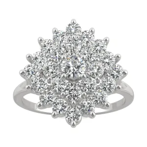 1.12 CTW DEW Round Moissanite Fashion Ring in 14K White Gold