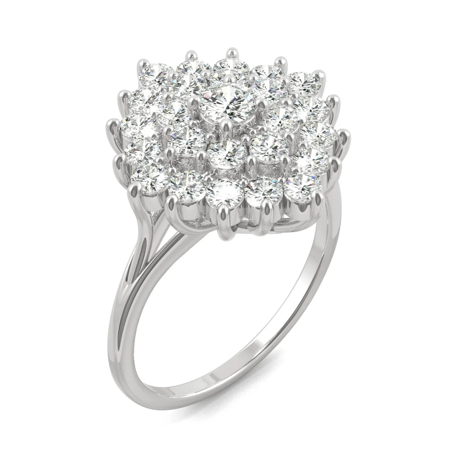 1.12 CTW DEW Round Moissanite Fashion Ring in 14K White Gold