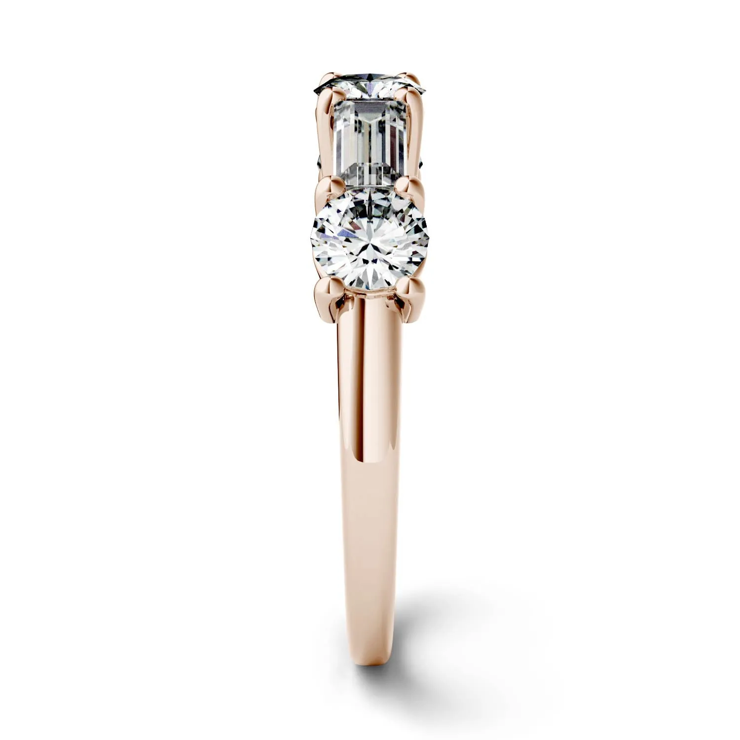 1.15 CTW DEW Straight Baguette Moissanite Stackable Ring in 14K Rose Gold