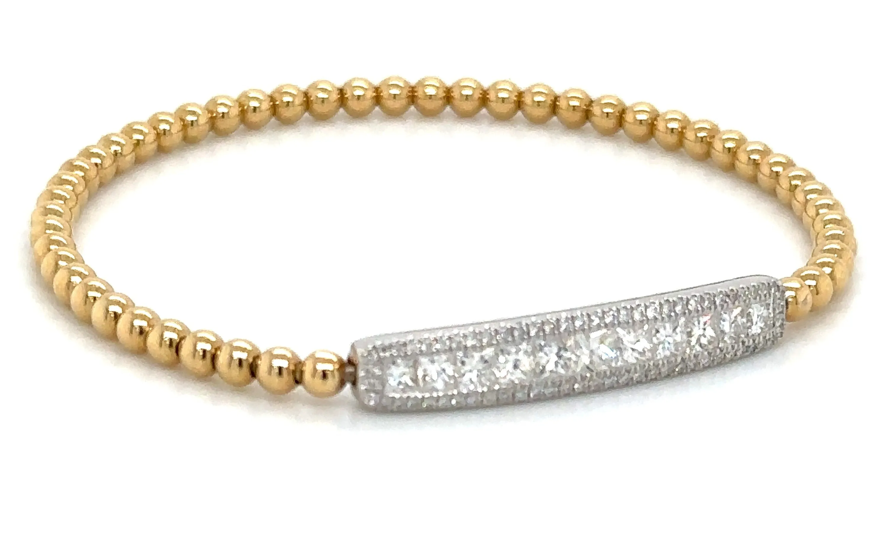 1.34ct tw Princess-cut  Diamond Beaded Gold String Bracelet