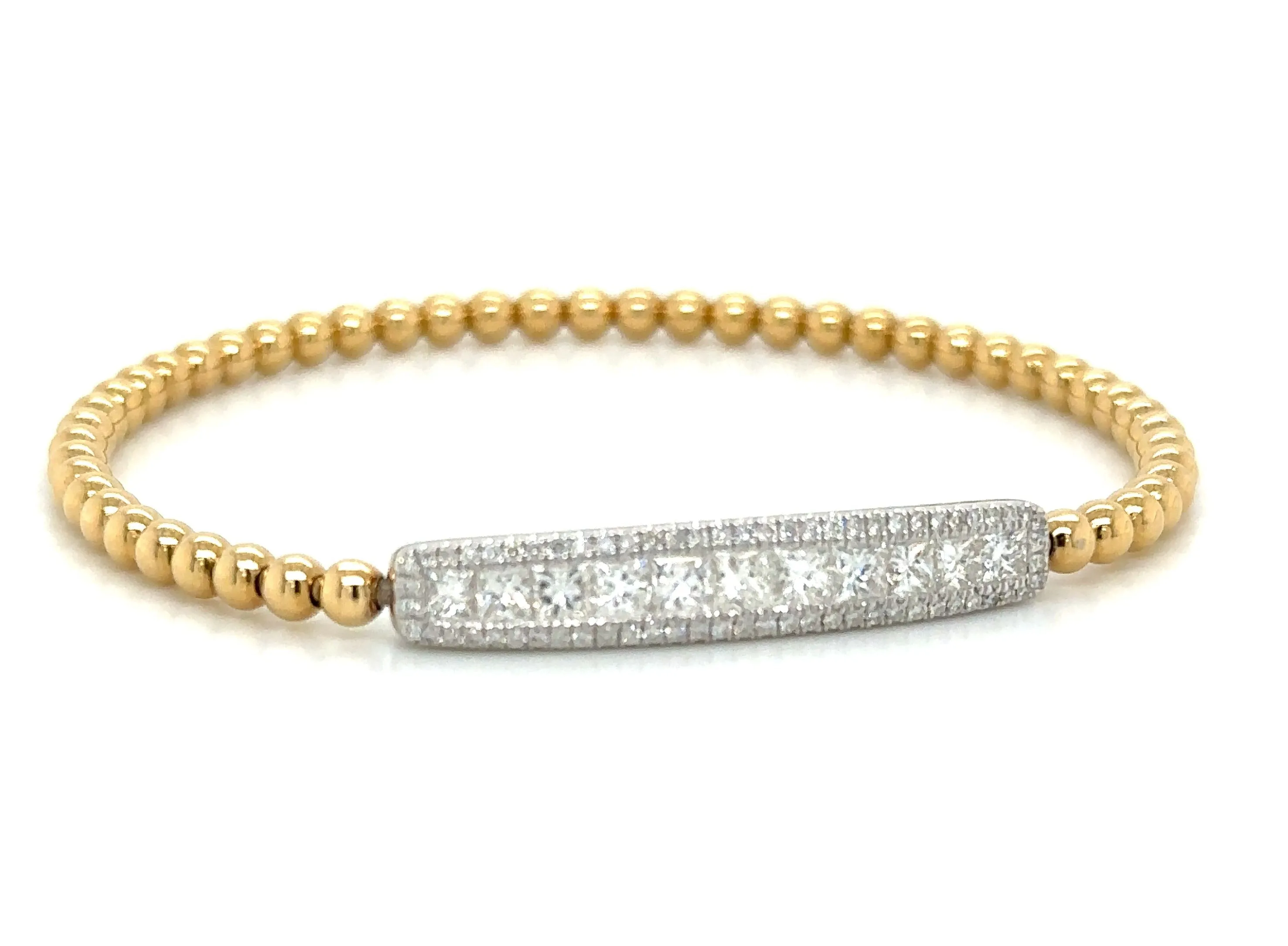 1.34ct tw Princess-cut  Diamond Beaded Gold String Bracelet