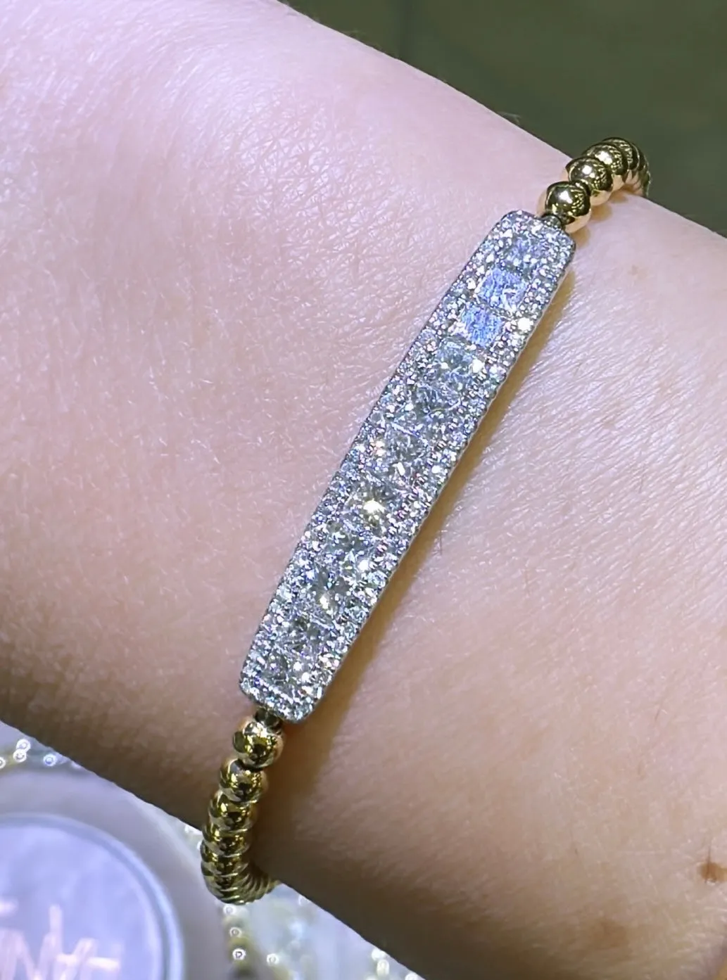 1.34ct tw Princess-cut  Diamond Beaded Gold String Bracelet