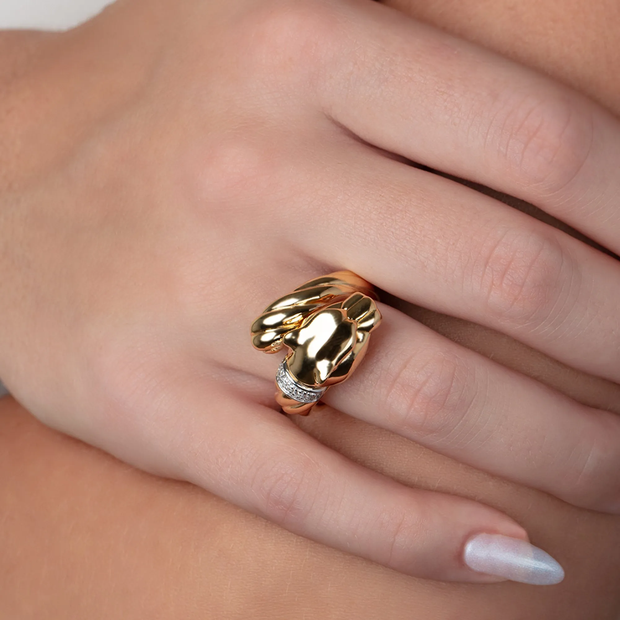 14K Gold & Diamond Panther Ring