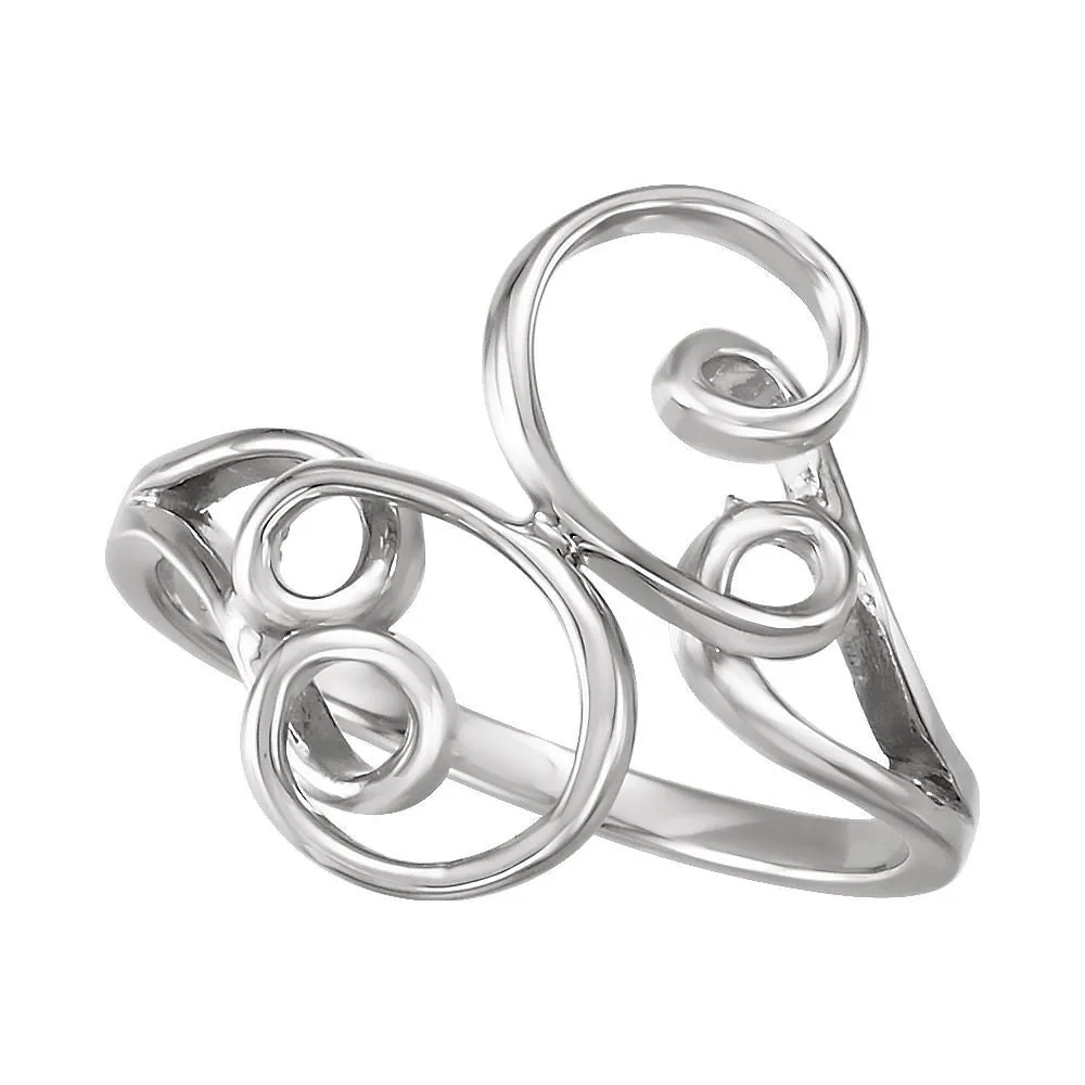 14k White Gold Freeform Ring, Size 6