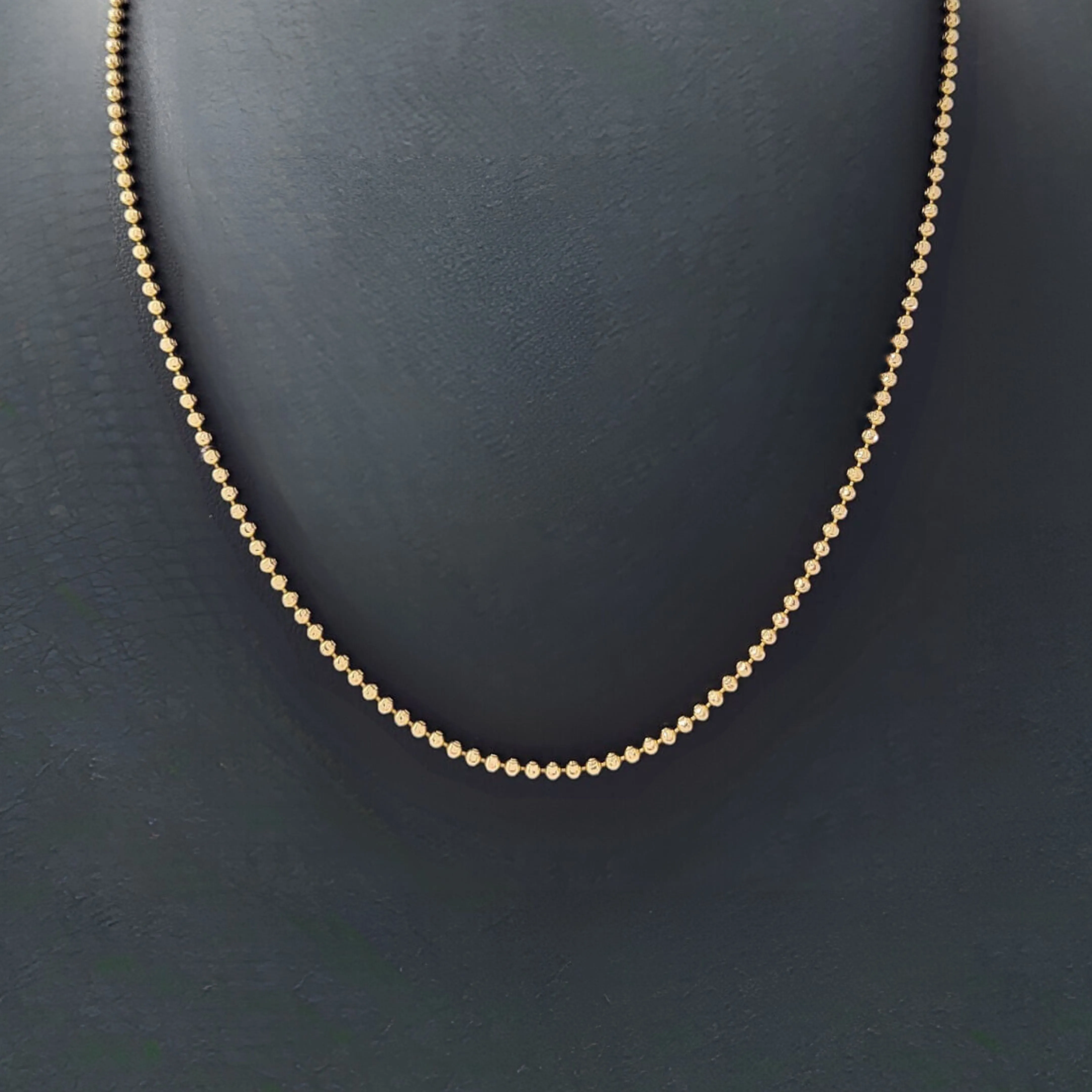 14K Yellow Gold 18" Moon Cut Bead Chain