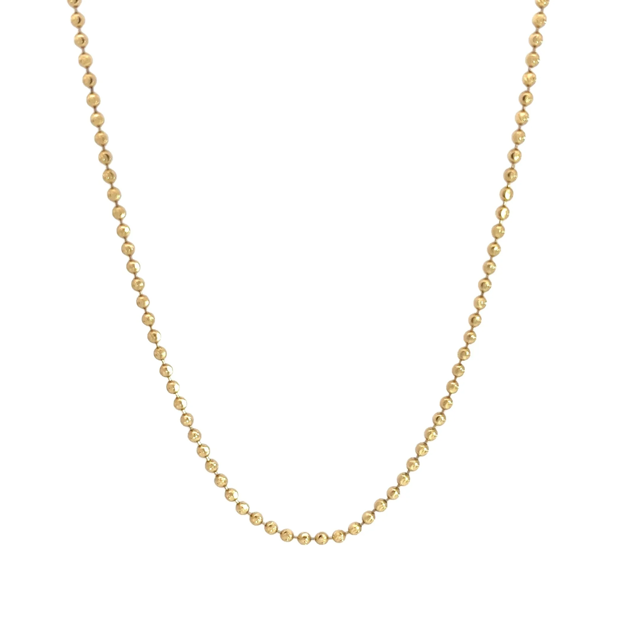 14k Yellow Gold 2mm Beaded Chain 8.30 Gram 26"inch