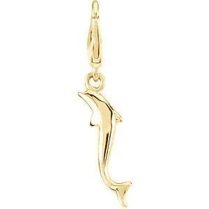 14k Yellow Gold Fashion Dolphin Charm