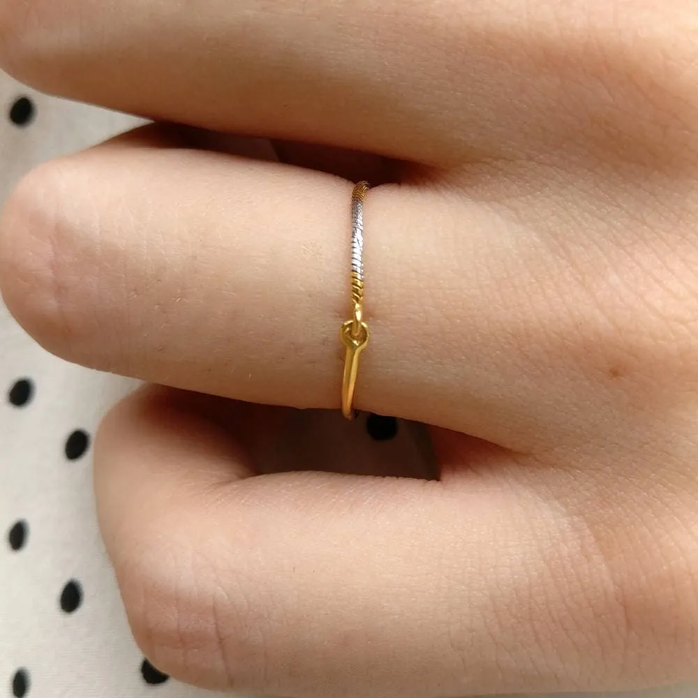 18K Gold Chain Ring, Gold Snake Chain and Band Ring, Simple Skinny Stacking, Midi Knuckle Ring