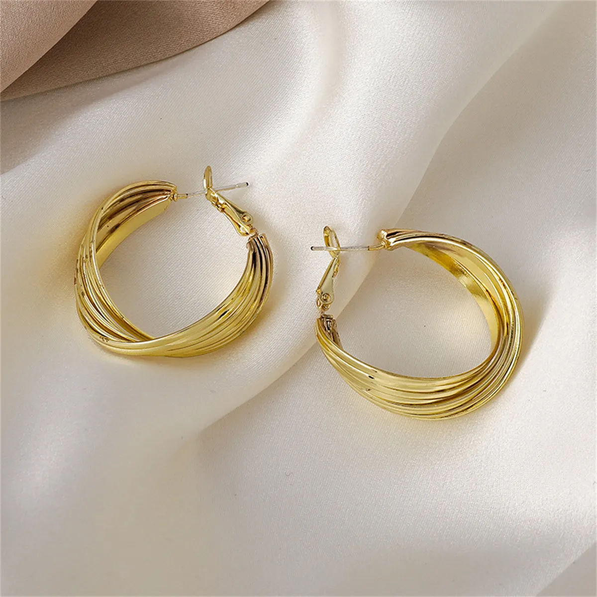 18K Gold-Plated Layered Hoop Earrings