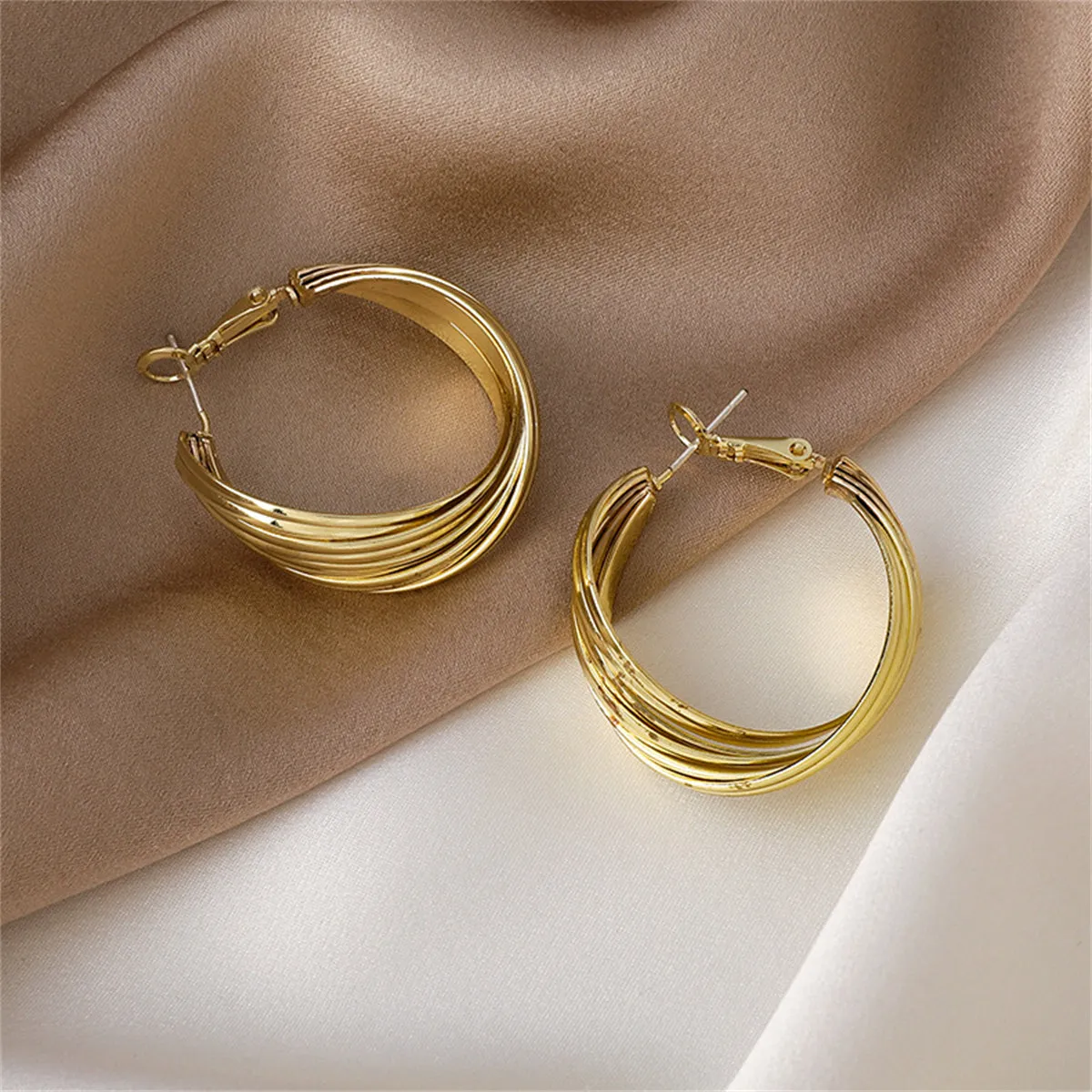 18K Gold-Plated Layered Hoop Earrings