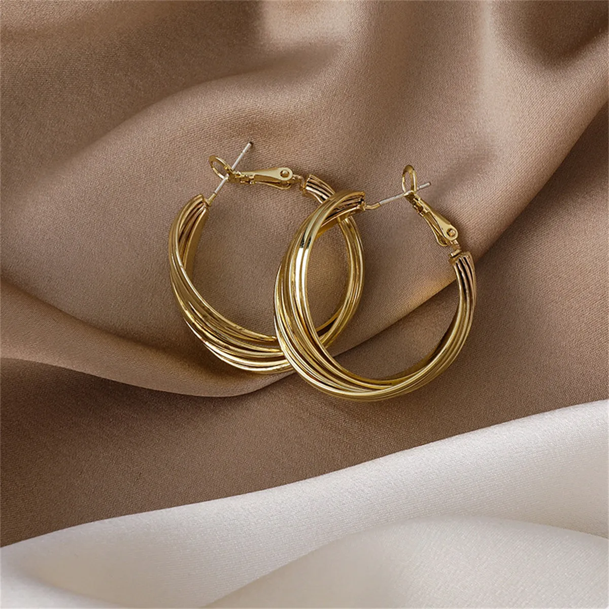 18K Gold-Plated Layered Hoop Earrings