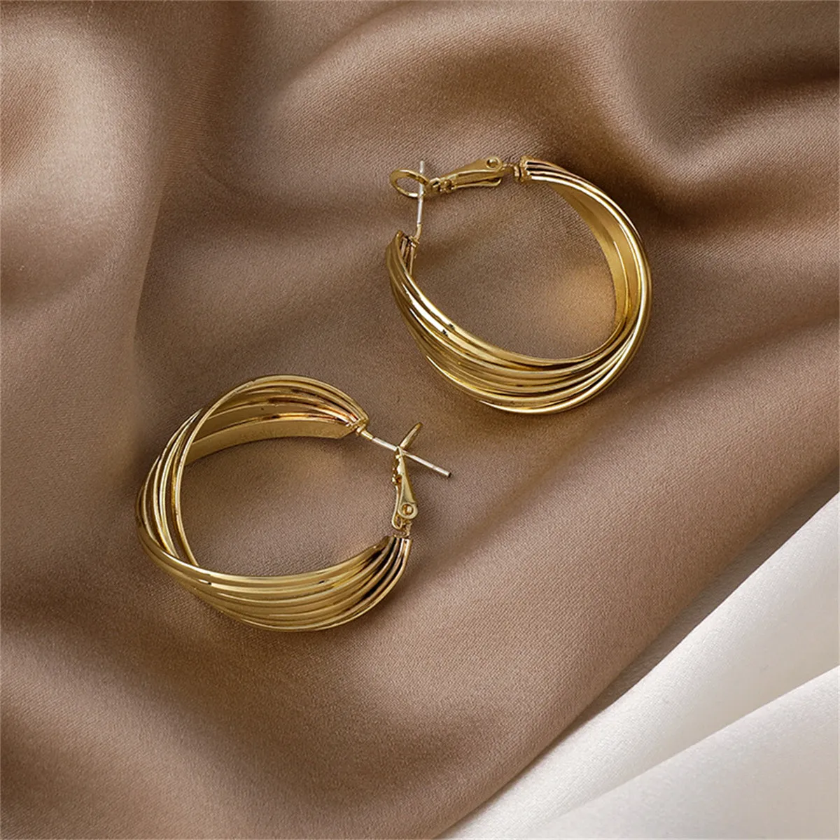 18K Gold-Plated Layered Hoop Earrings