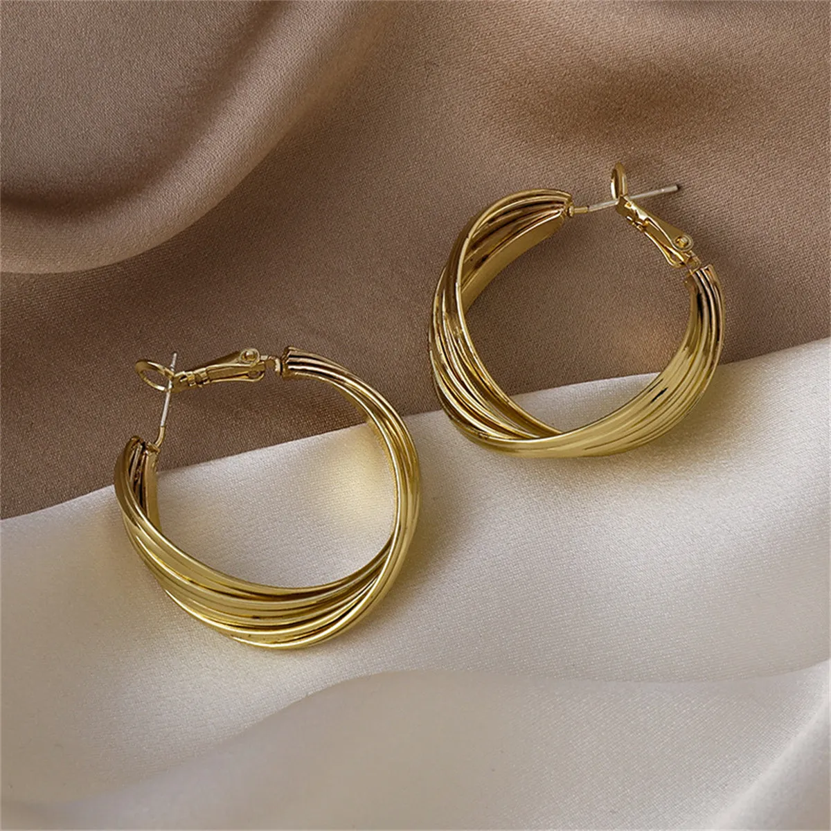 18K Gold-Plated Layered Hoop Earrings