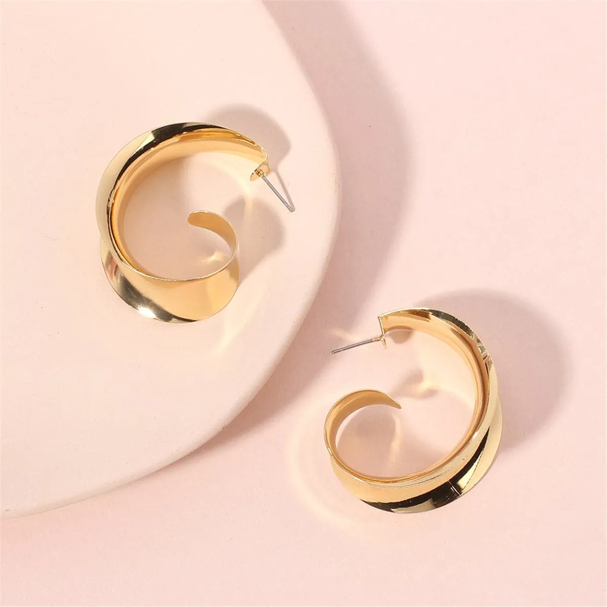 18K Gold-Plated Leaf Curl Huggie Earrings