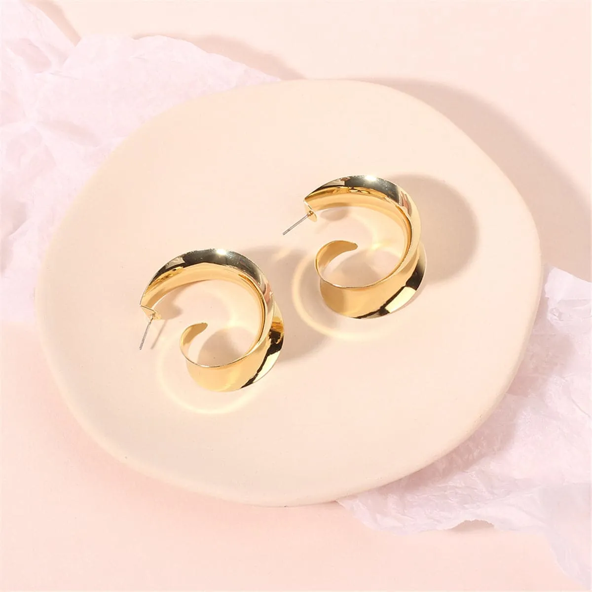 18K Gold-Plated Leaf Curl Huggie Earrings