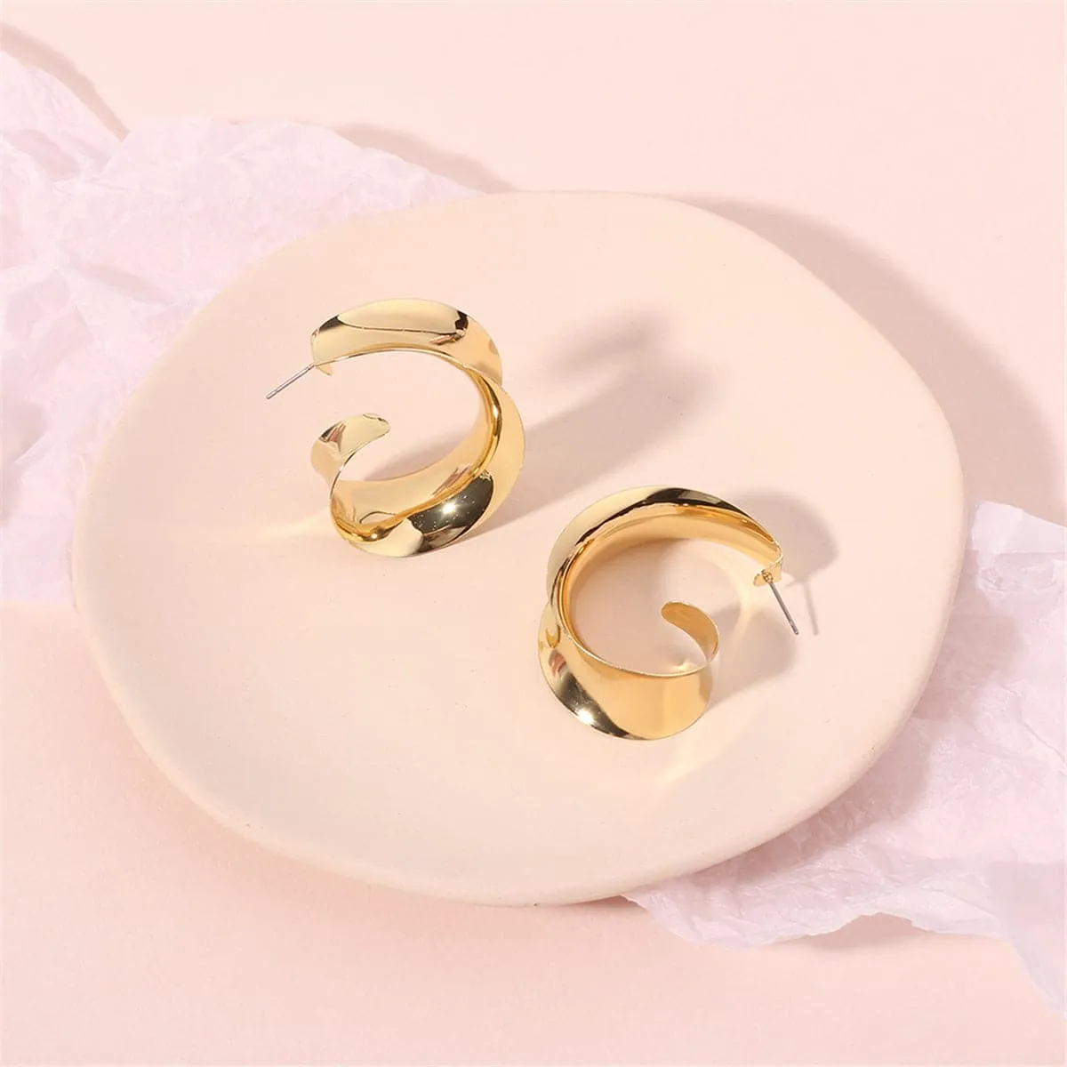 18K Gold-Plated Leaf Curl Huggie Earrings