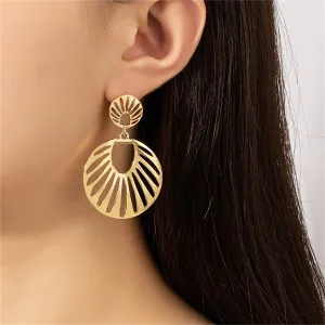 18K Gold-Plated Openwork Fan Drop Earrings