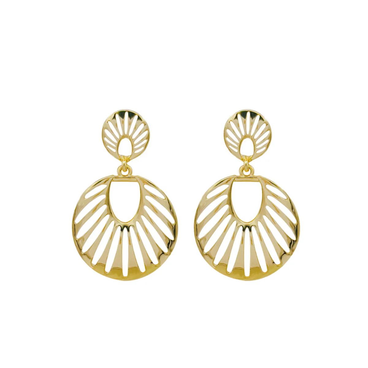 18K Gold-Plated Openwork Fan Drop Earrings