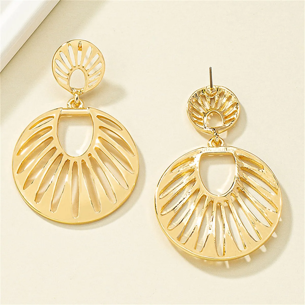 18K Gold-Plated Openwork Fan Drop Earrings