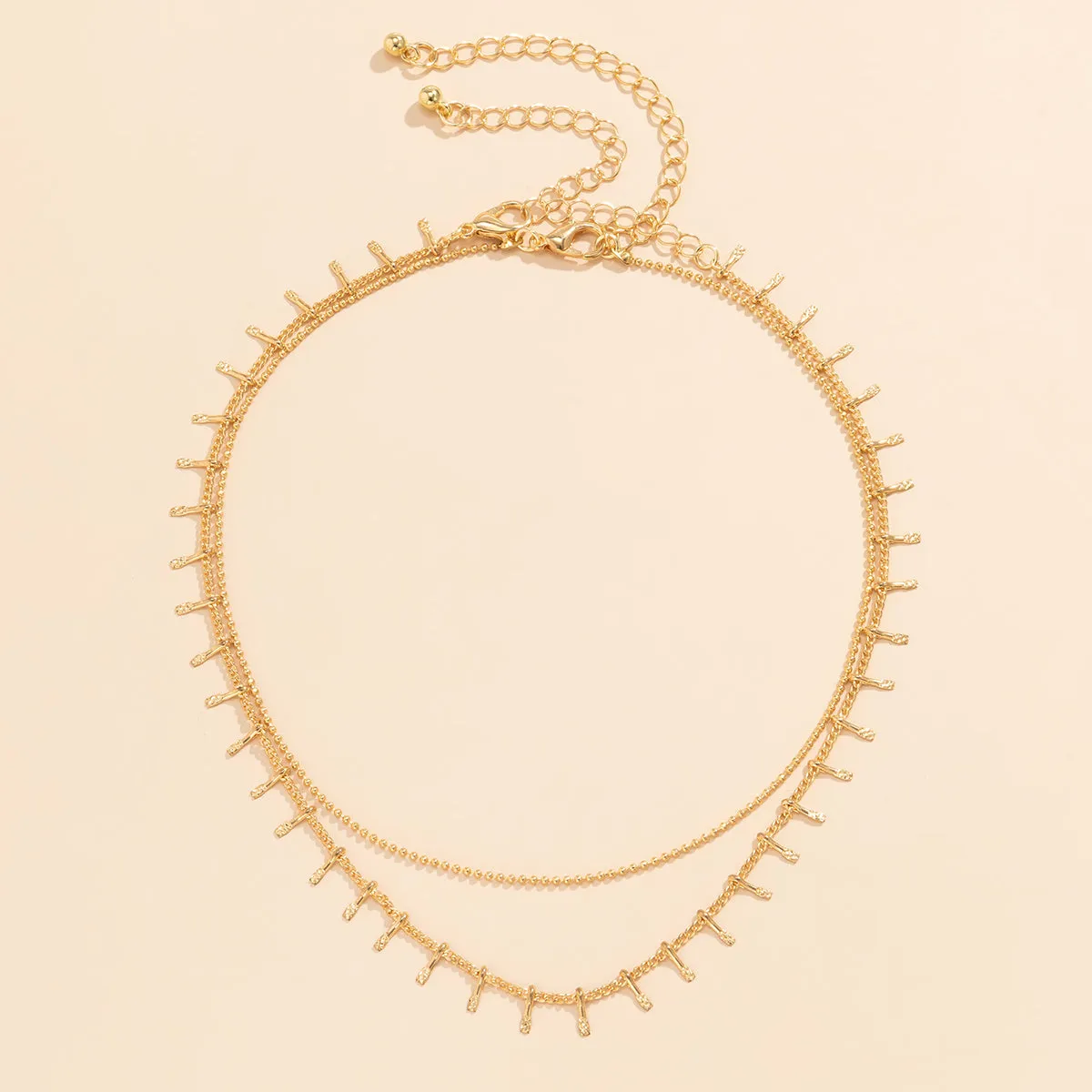 18K Gold-Plated Spike & Chain Necklace Set