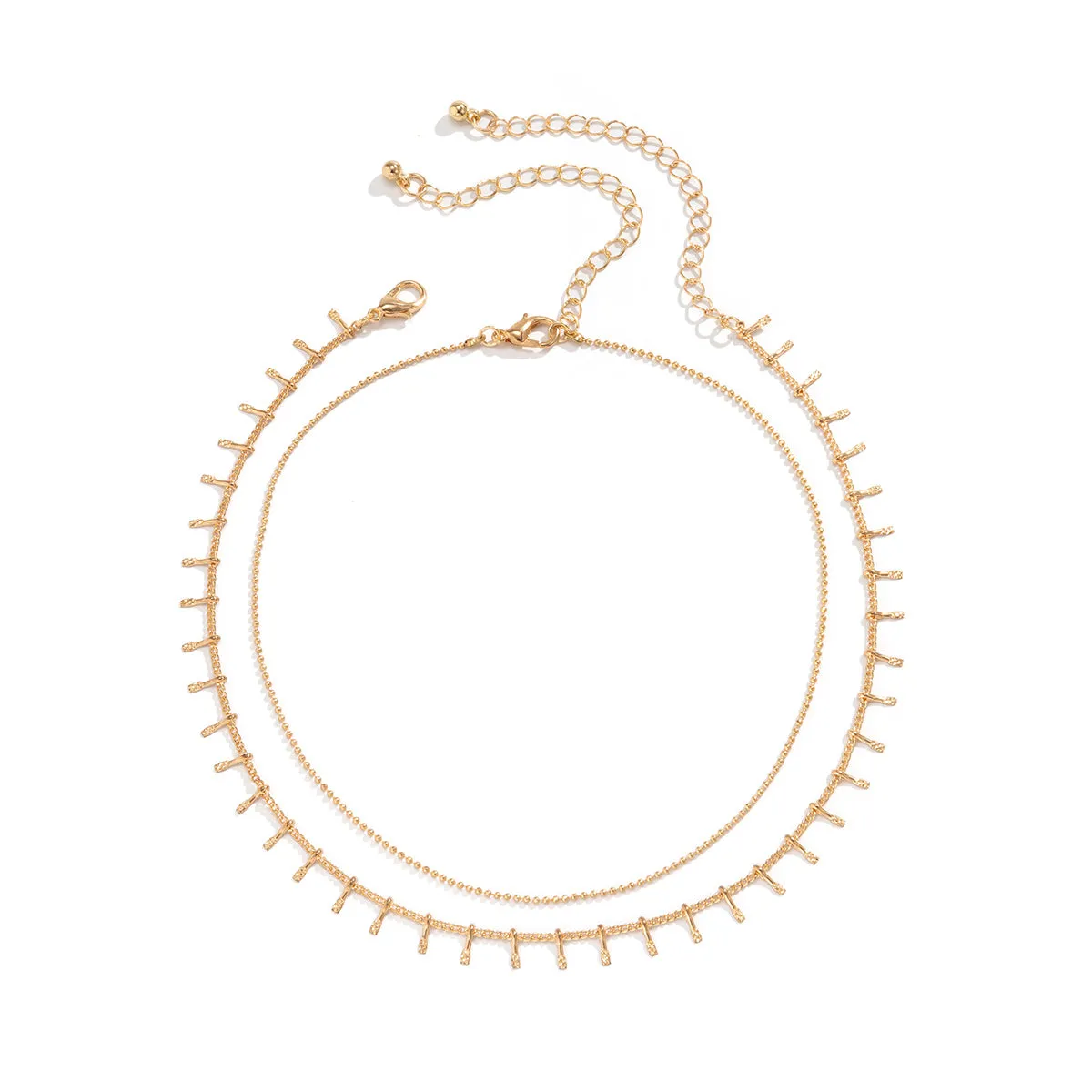 18K Gold-Plated Spike & Chain Necklace Set
