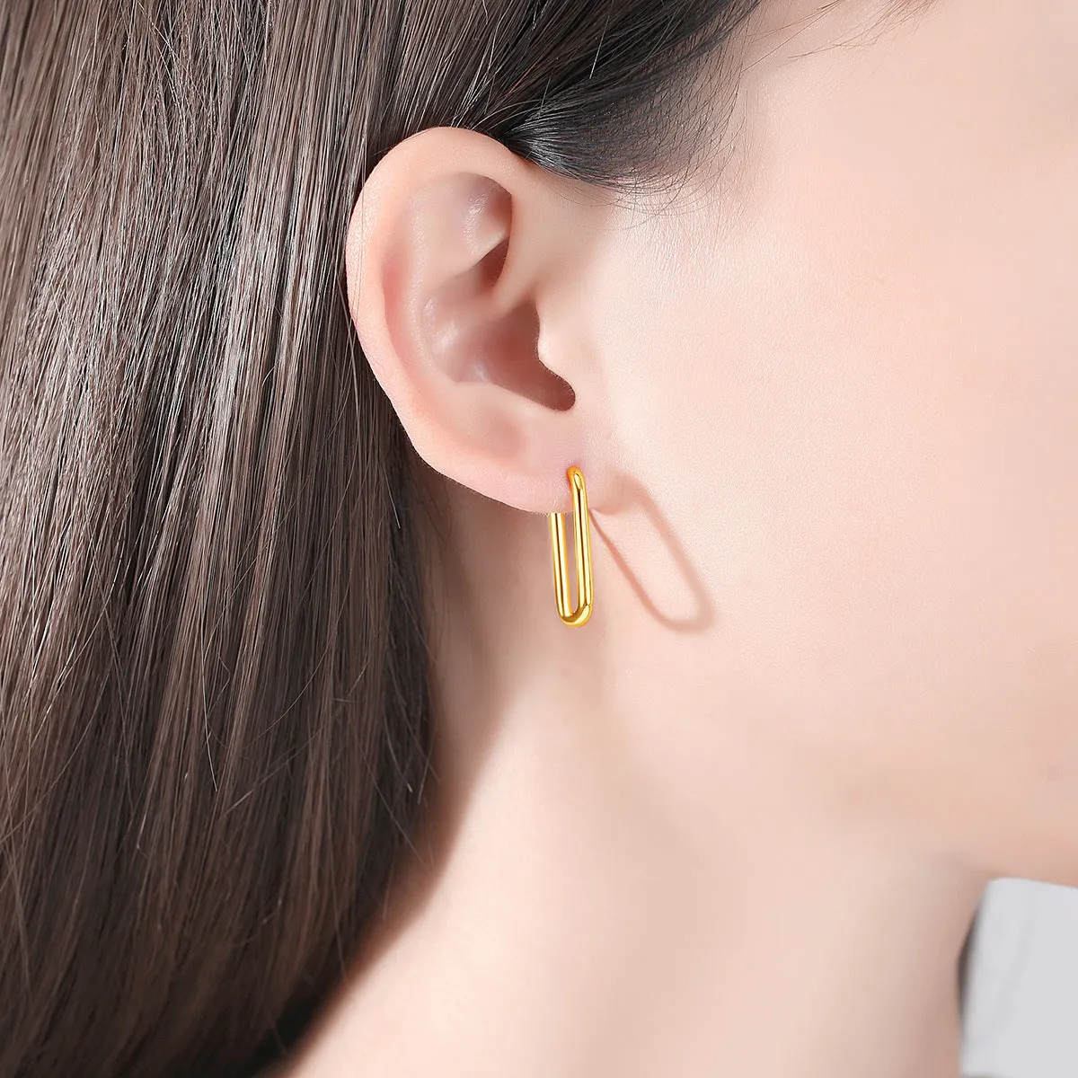 18K Gold-Plated U-Shaped Huggie Earrings