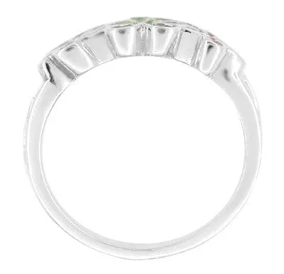 1960's Mod Enameled Flowers Ring in 14 Karat White Gold