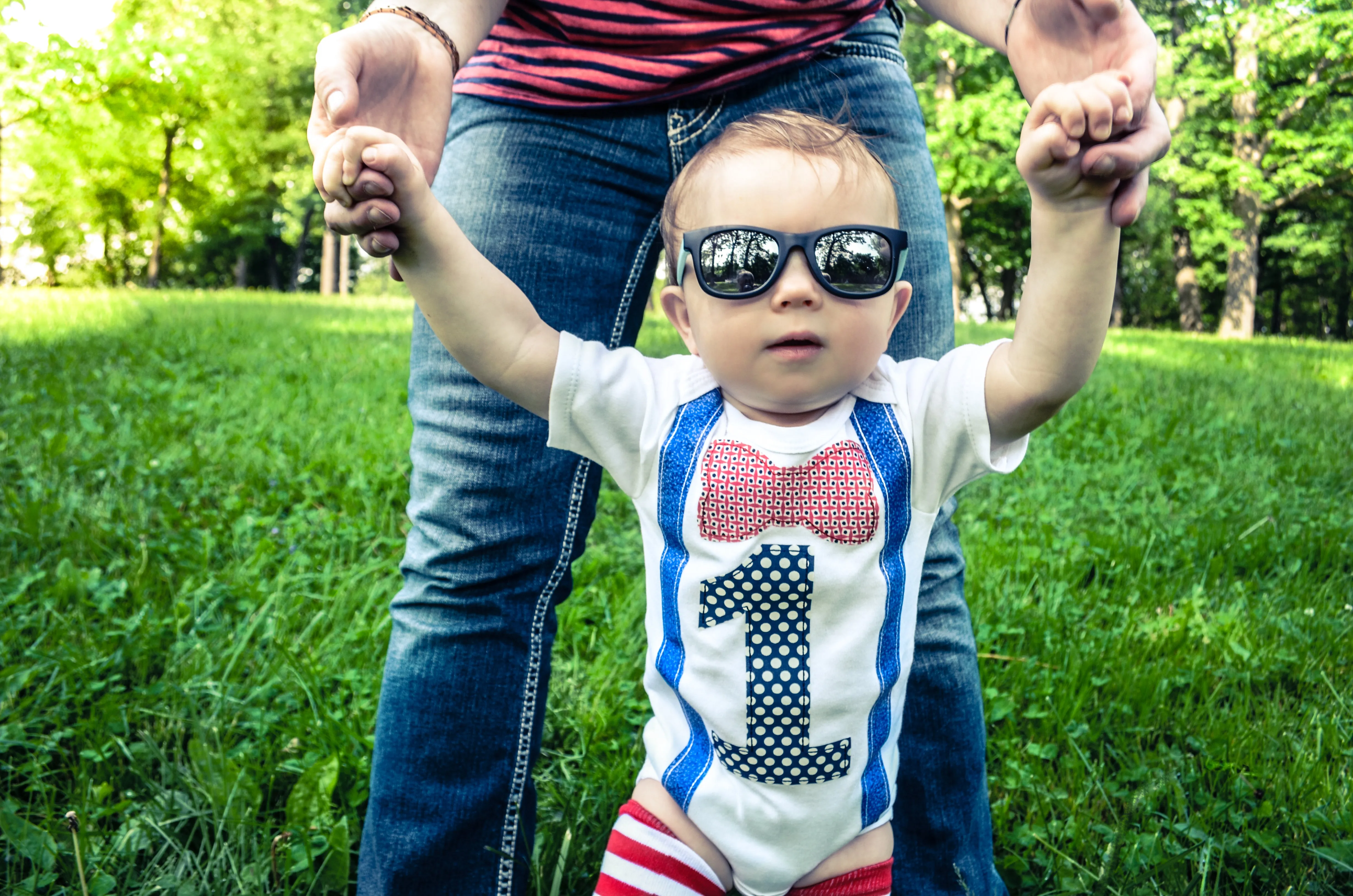 1st B-Day Boy Outfit - Baseball Patriotic