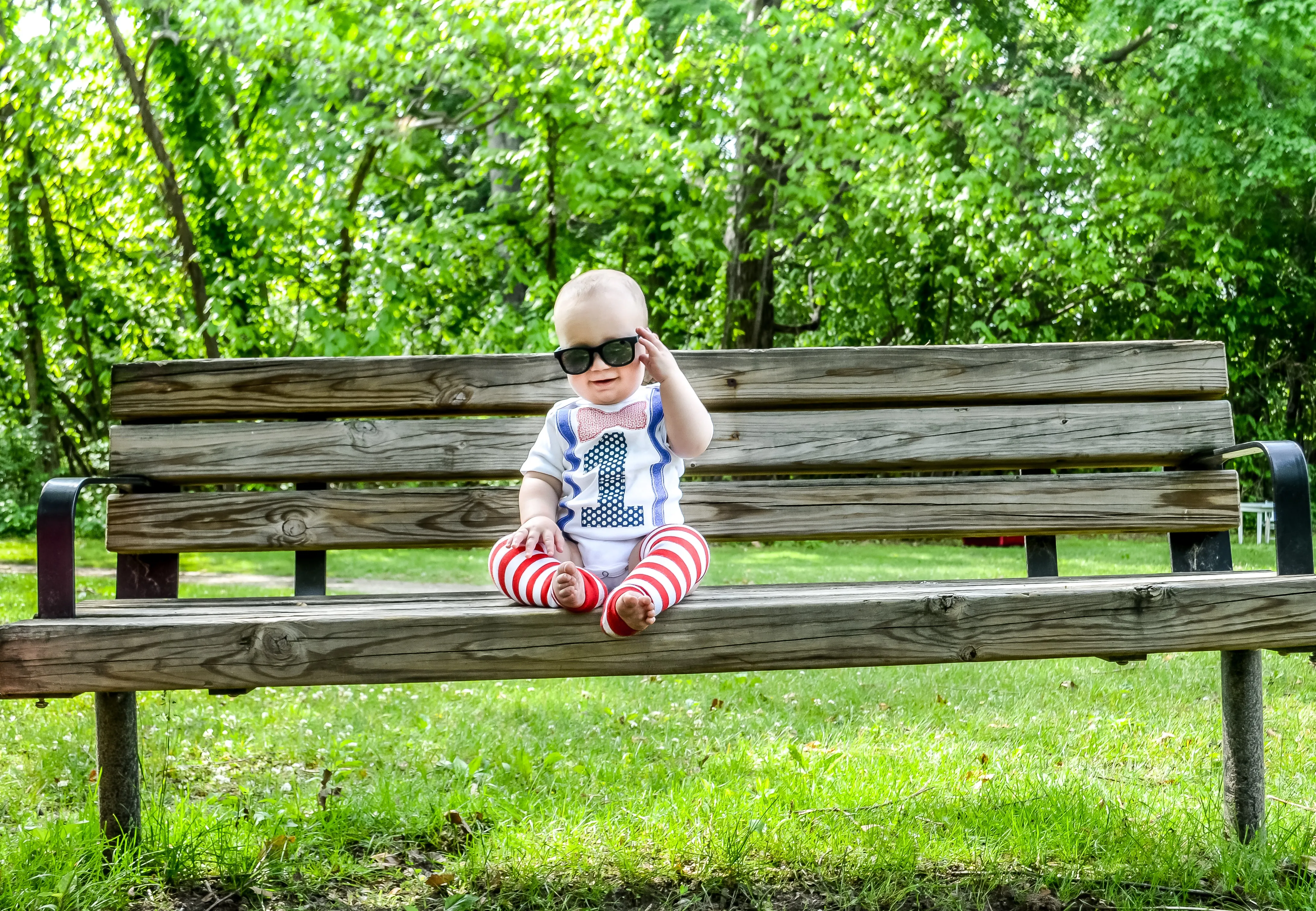 1st B-Day Boy Outfit - Baseball Patriotic