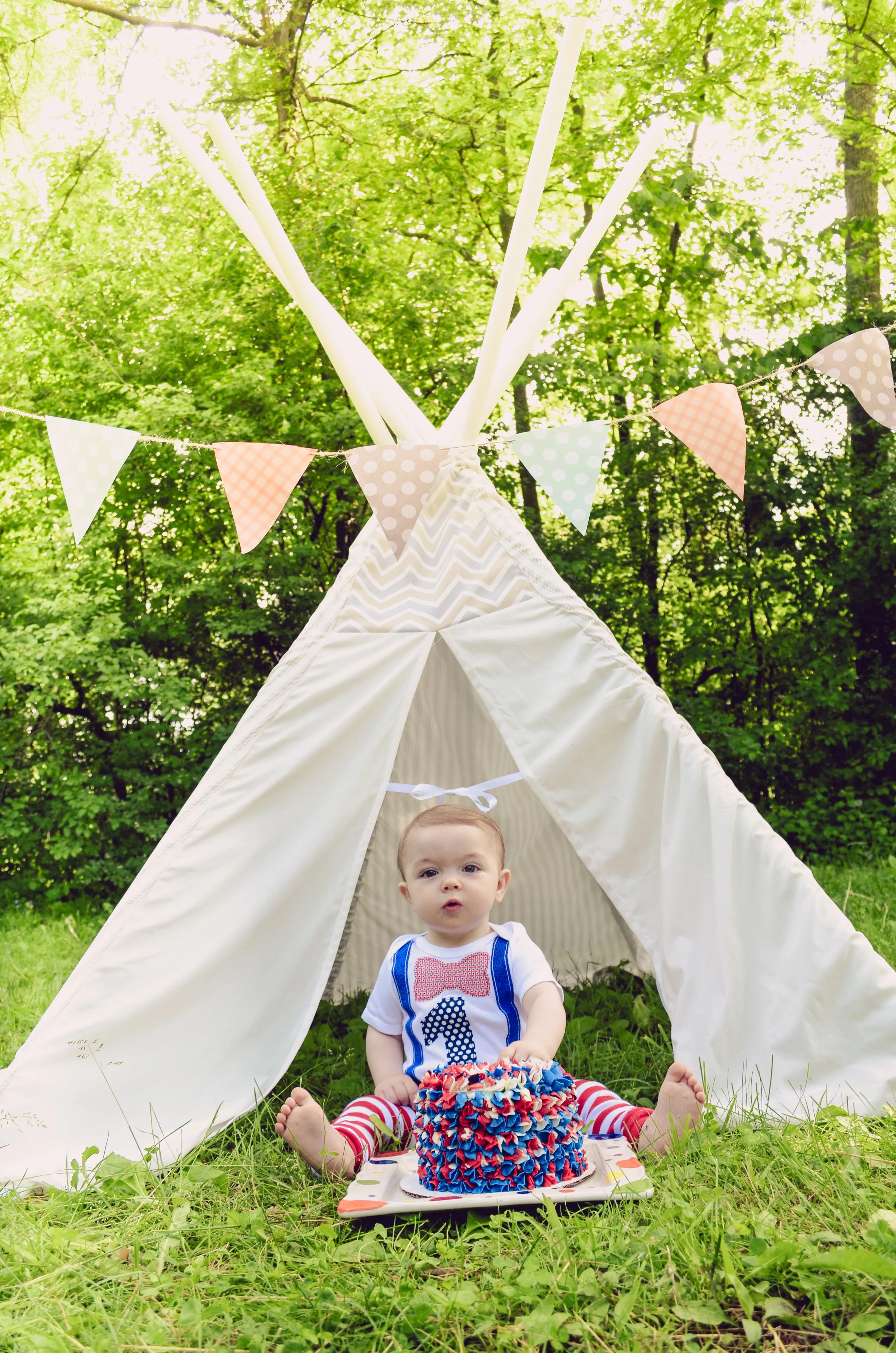 1st B-Day Boy Outfit - Baseball Patriotic