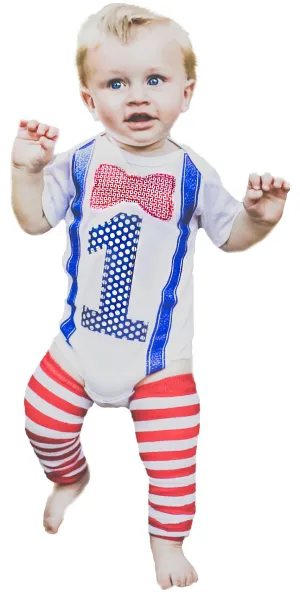 1st B-Day Boy Outfit - Baseball Patriotic