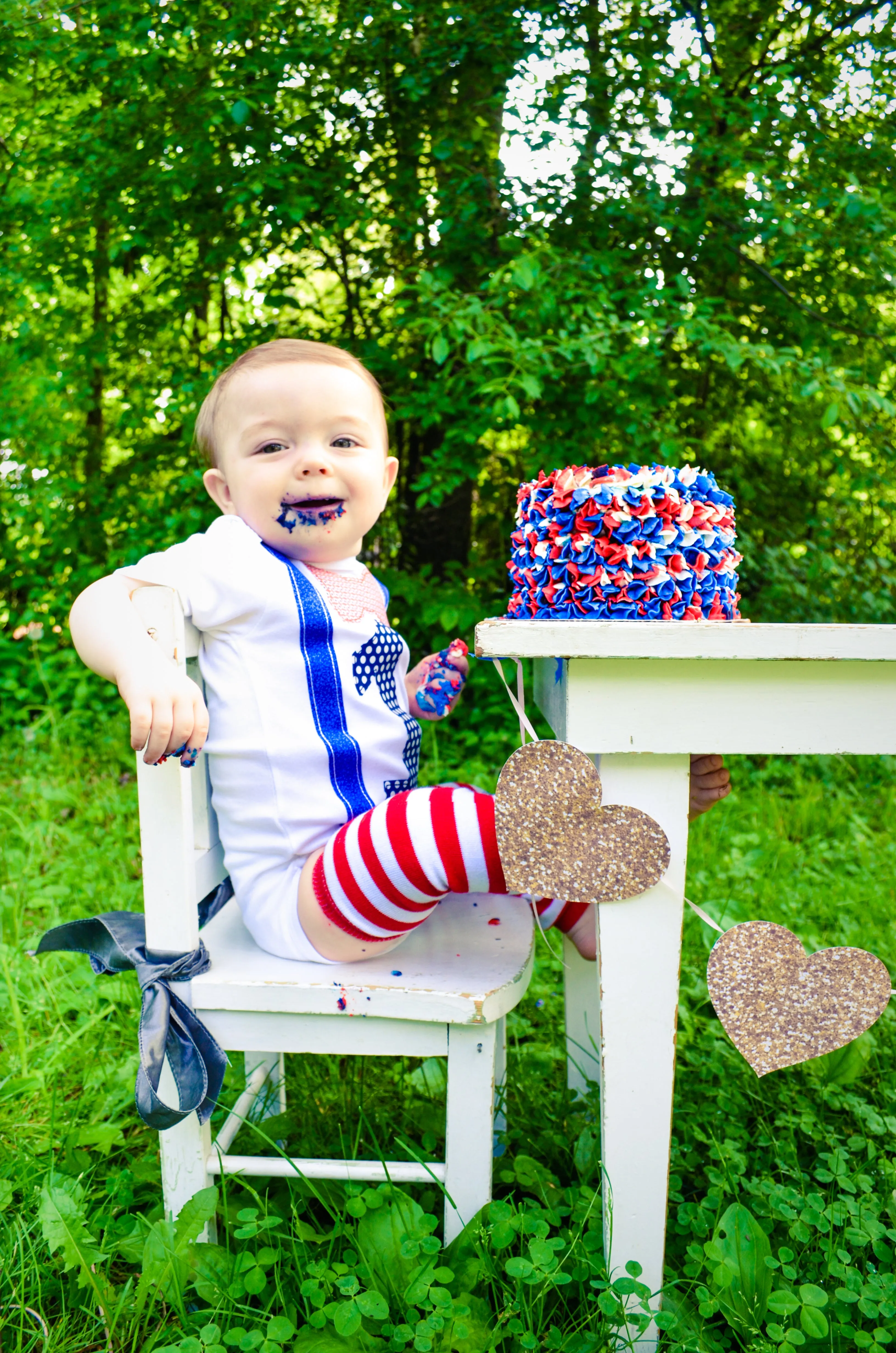 1st B-Day Boy Outfit - Baseball Patriotic