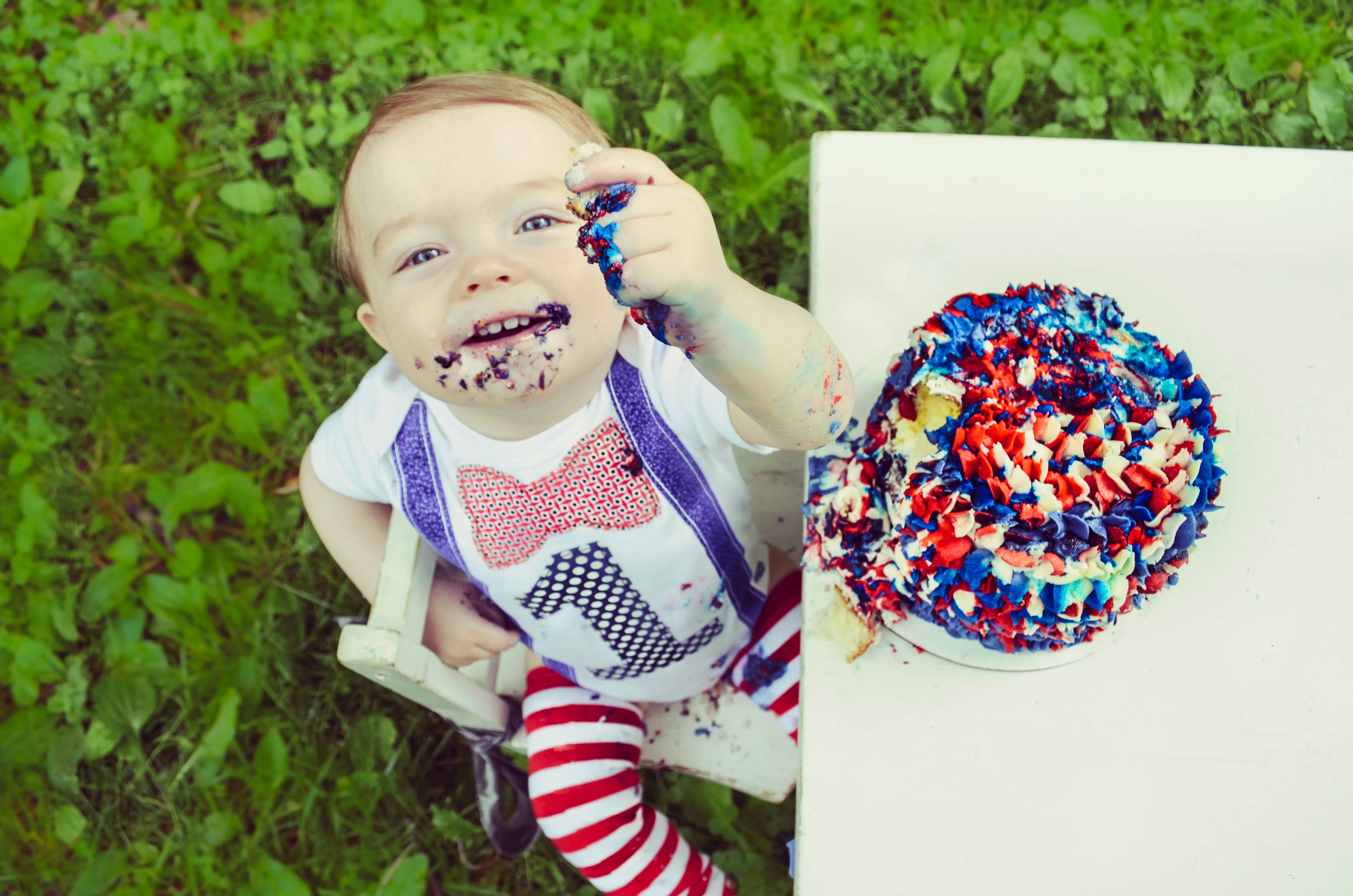 1st B-Day Boy Outfit - Baseball Patriotic