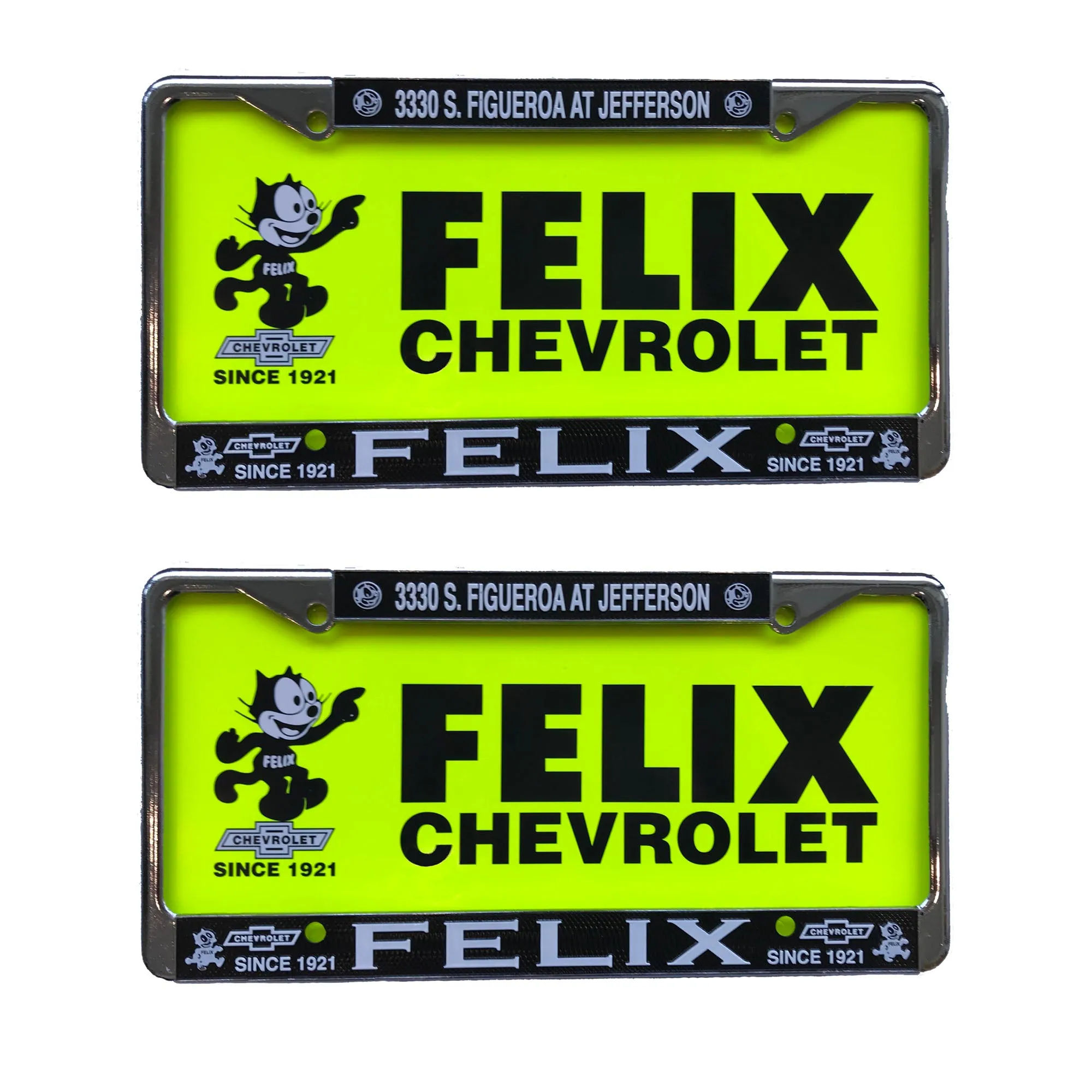 2 Metal Chrome License Plates with 2 Plastic Retro Inserts