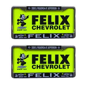 2 Metal Chrome License Plates with 2 Plastic Retro Inserts
