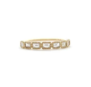 7 Stone Baguette Diamond Milgrain Bezel Band