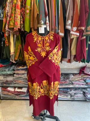 Aari Embroidered Pheran | Maroon