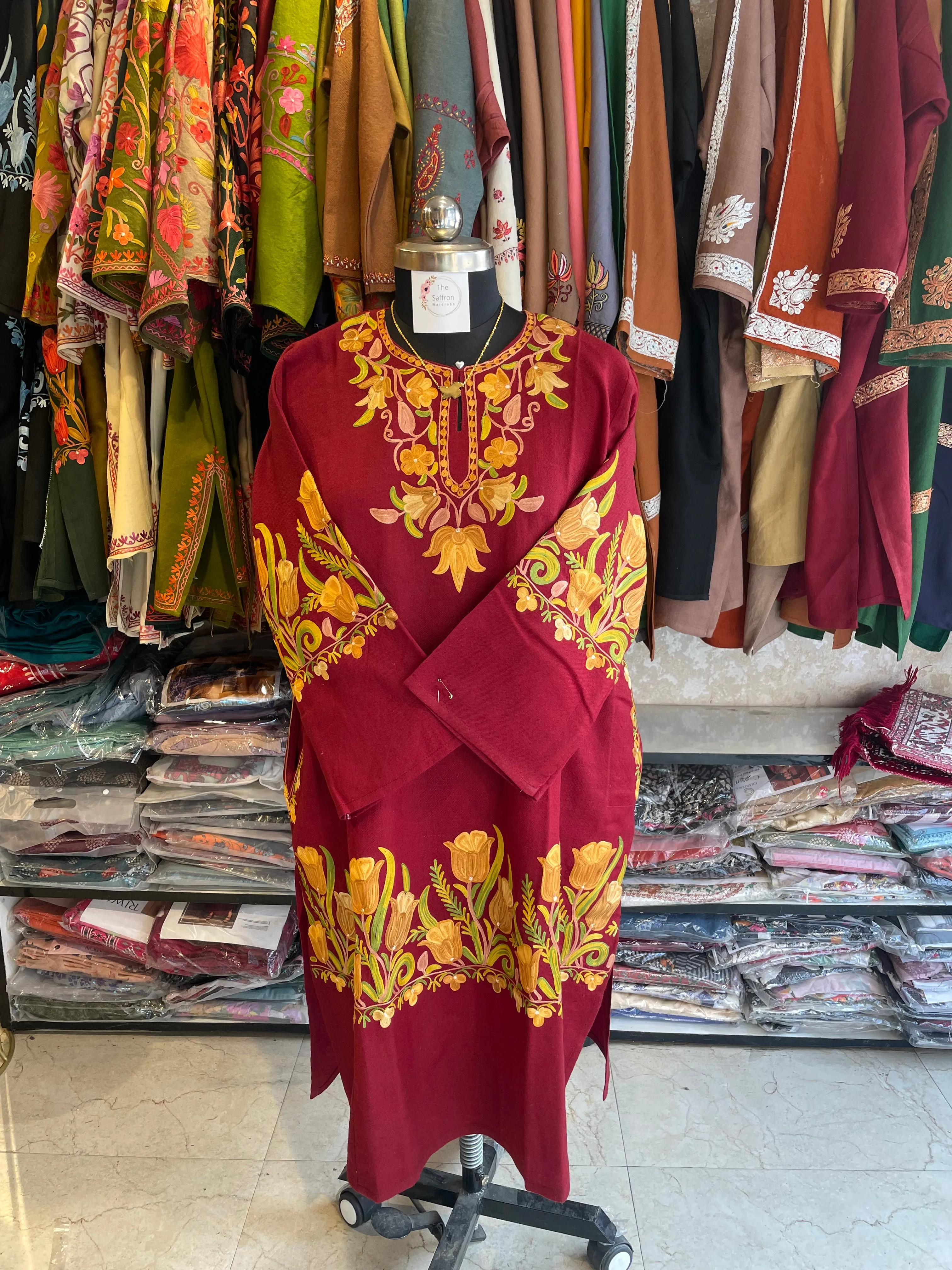 Aari Embroidered Pheran | Maroon