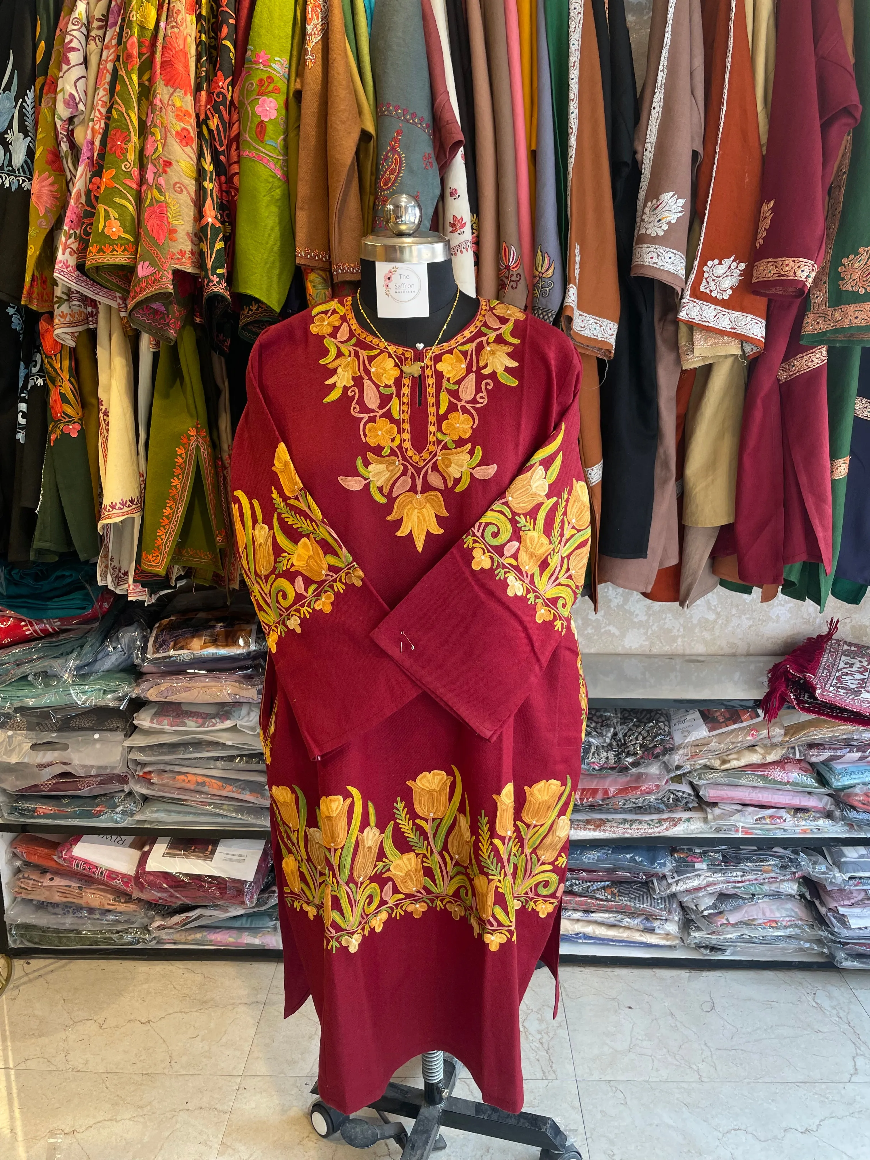 Aari Embroidered Pheran | Maroon
