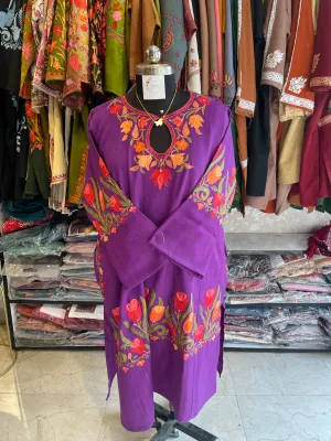 Aari Embroidered Pheran | Purple