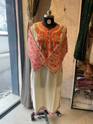 Aari Embroidered Pheran | White
