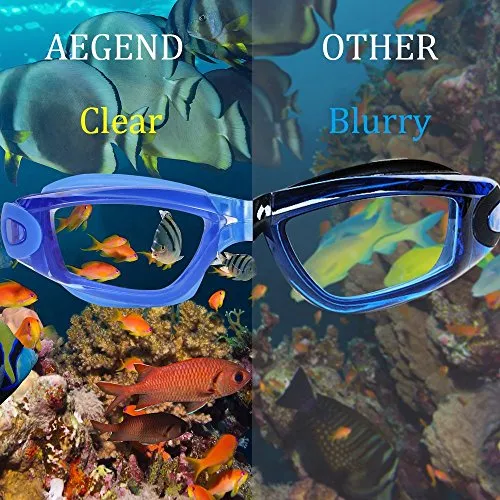Aegend Anti-Fog UV Protection Triathlon Clear Swimming Goggles with Case (Blue)