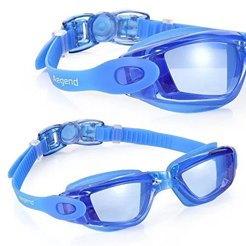 Aegend Anti-Fog UV Protection Triathlon Clear Swimming Goggles with Case (Blue)