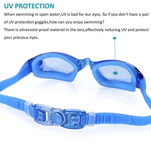 Aegend Anti-Fog UV Protection Triathlon Clear Swimming Goggles with Case (Blue)