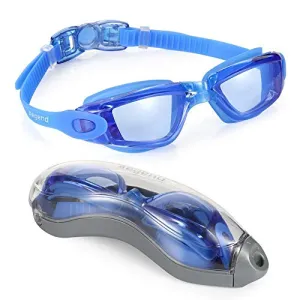 Aegend Anti-Fog UV Protection Triathlon Clear Swimming Goggles with Case (Blue)